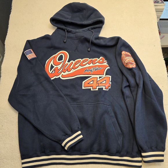 Vintage Johnny Blaze Queens NY Size XL Logo Hoodie Sweatshirt Blue‎ Hip Hop - Picture 2 of 13